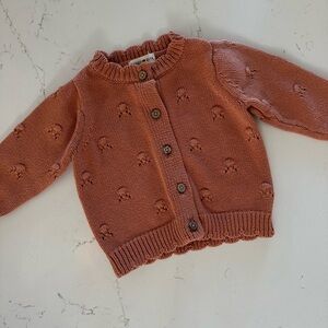Rabbit + Bear Organic Burnt Sienna Cardigan, 3–6M, GUC